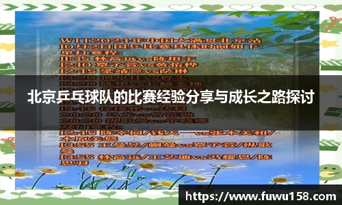 北京乒乓球队的比赛经验分享与成长之路探讨